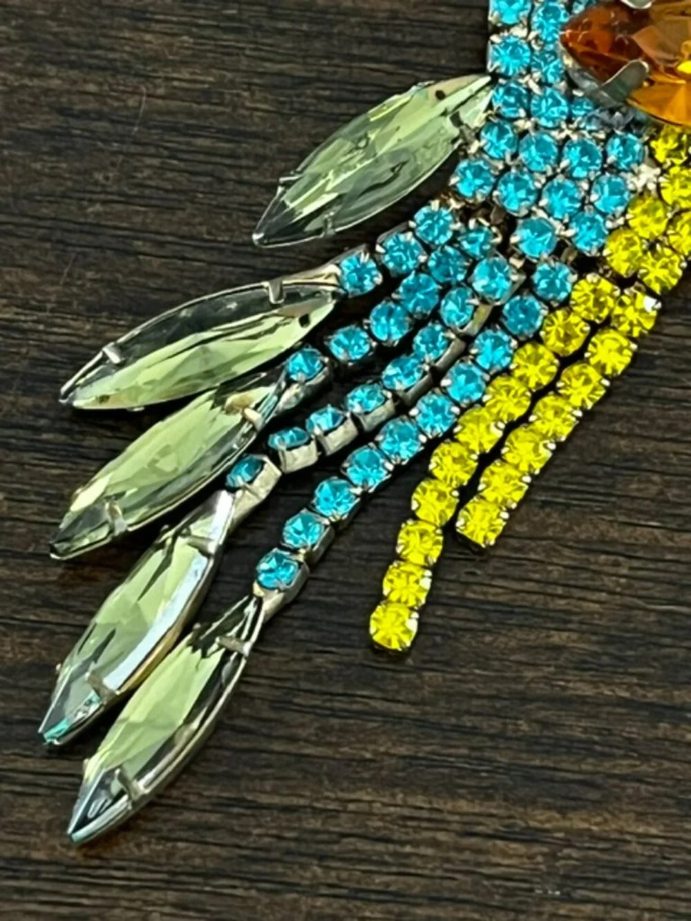 Parrot Brooch Pin Colorful Multi-Color Rhinestone Tropical